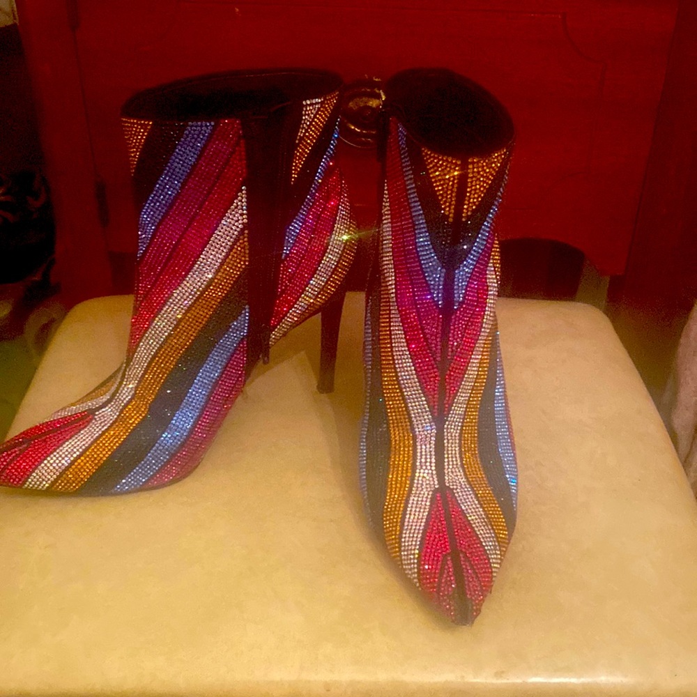 Rhinestone ankle boots
